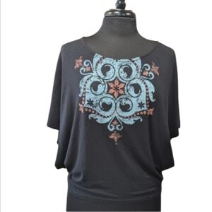 Green Apple Active Small Yoga Tee Black Mandala Boho Eco Friendly Bamboo T-shirt